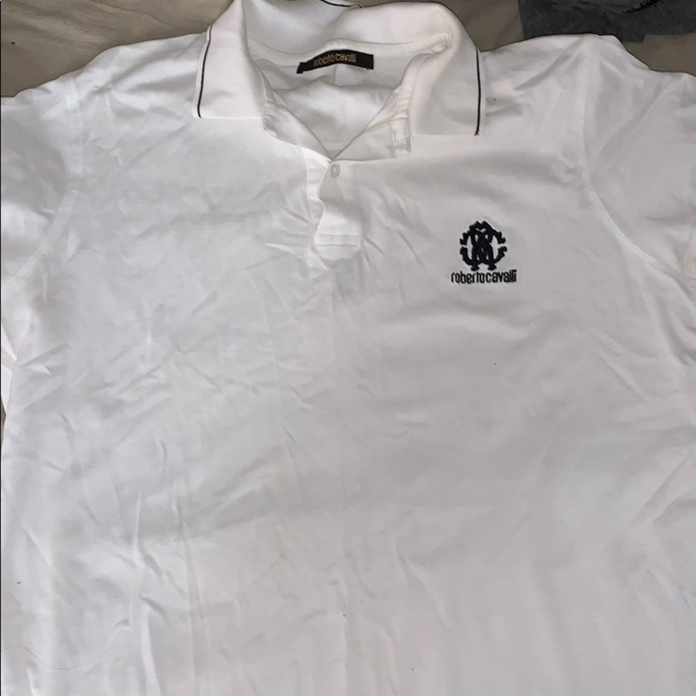 Roberto Cavalli polo shirt, white, Large